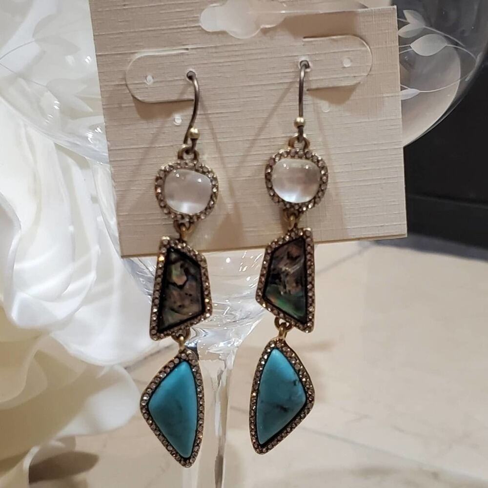 LUCKY brand moonstone and abalone drop chandelier‎ earrings new!!!